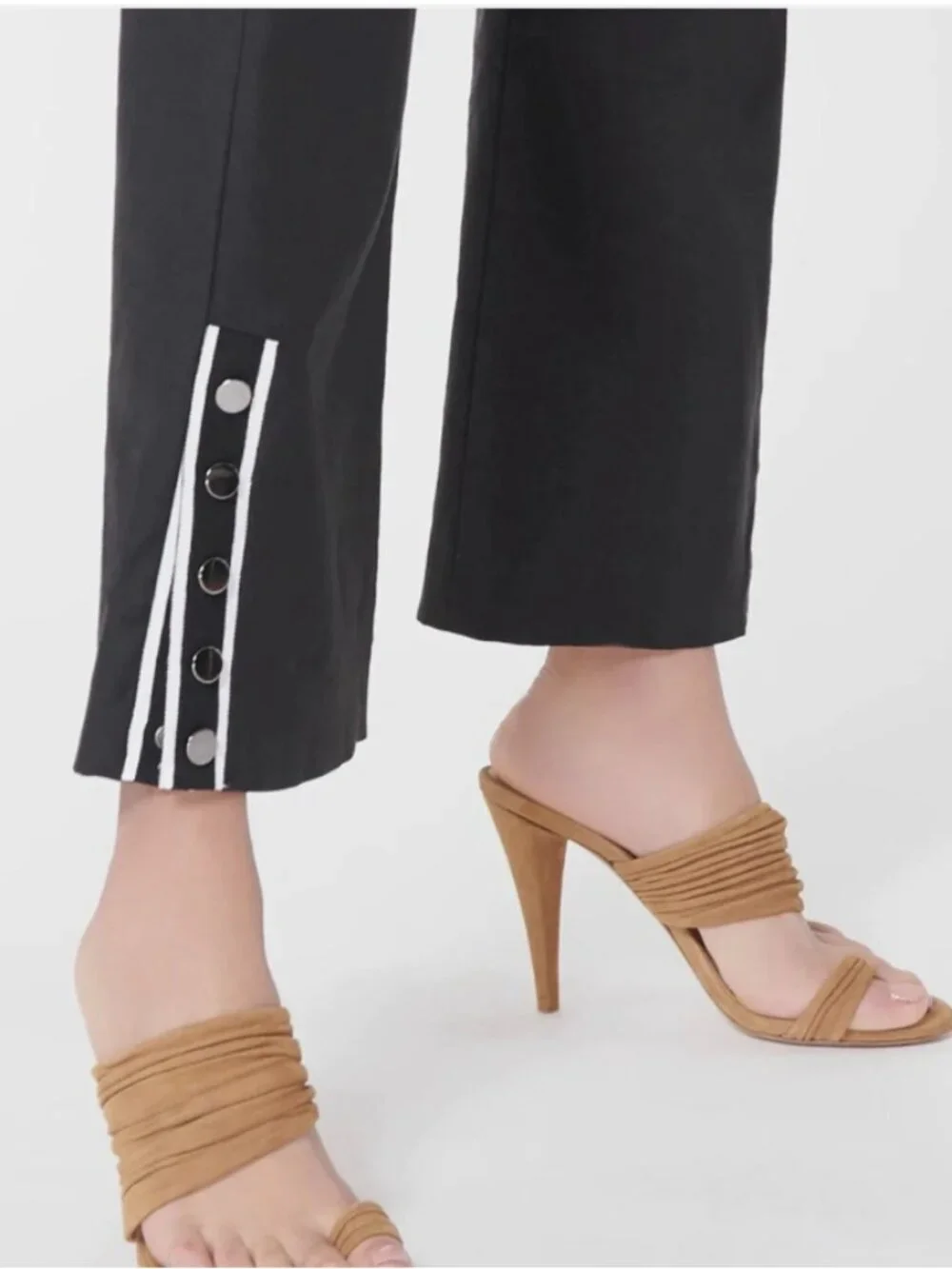 Veronica Beard | Martin Pants Snap Button Hem Linen Wide Leg Trousers Size 10